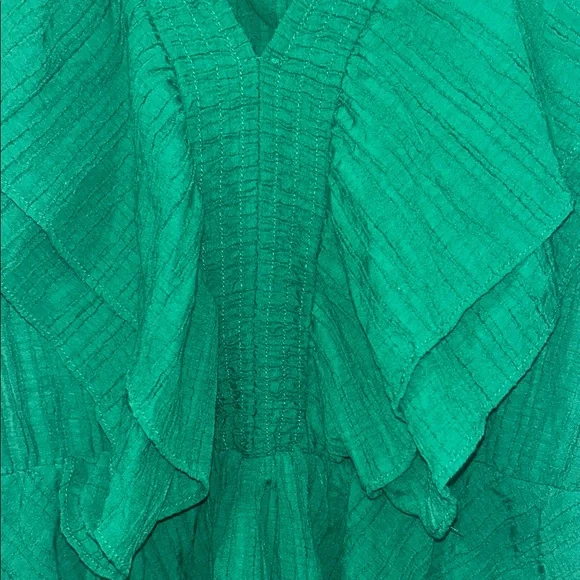 Green Pleated Women's Top - Picture 2 of 3